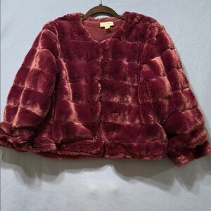 Luxurious Purple Calvin Klein Faux Fur Jacket Size L Used